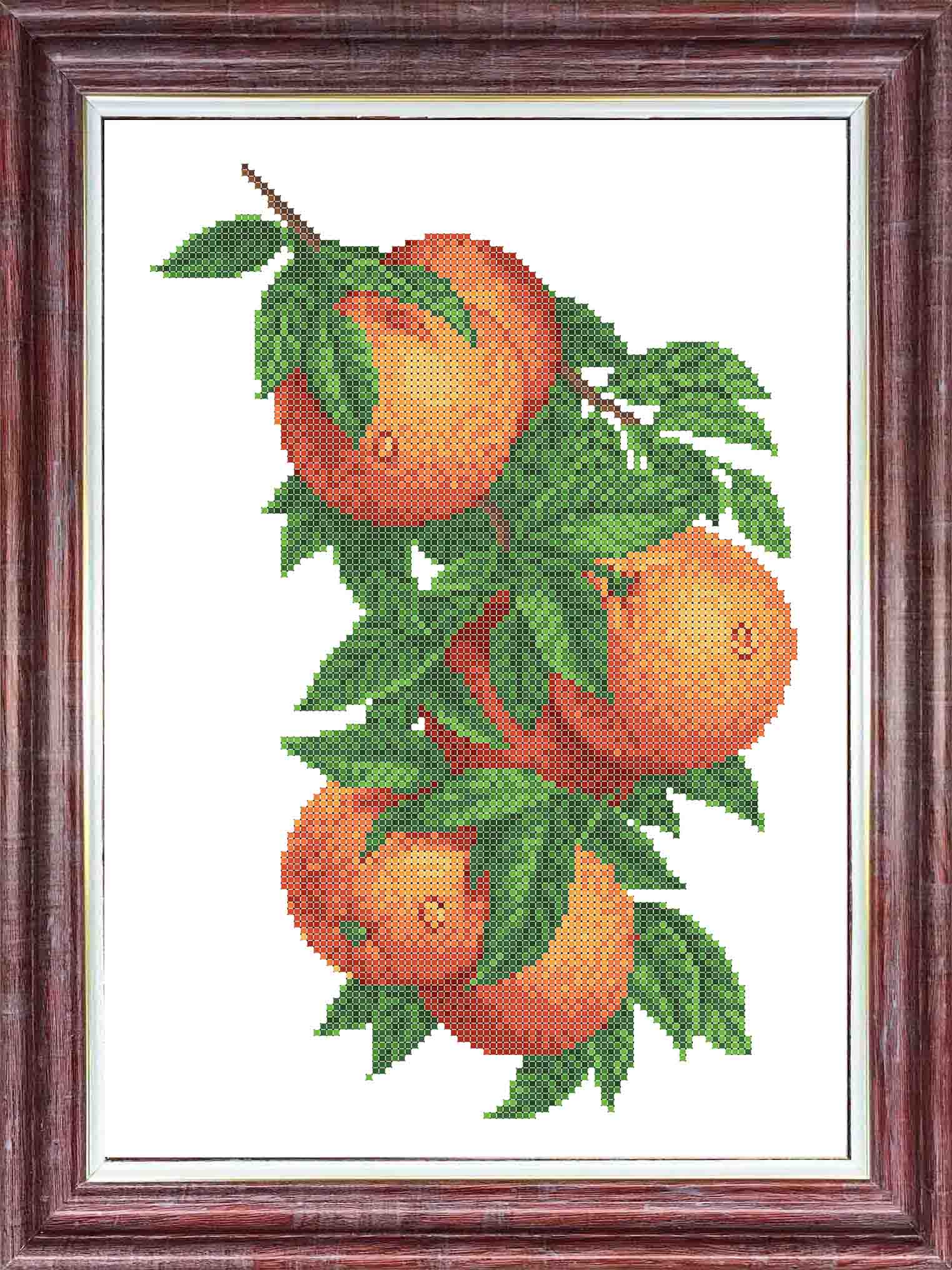 Ветка с апельсинами - Основа на габардине для вышивки бисером и крестом